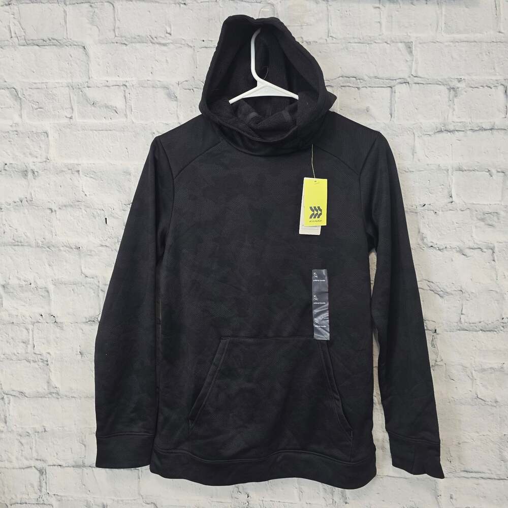 All in Motion Athletic Hoodie Black sweater Size XL long slee fleece pockets